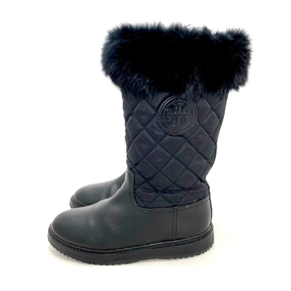 Tory Burch Joey Fur Trim Quilted Winter Boot in Back - Picture 6 of 10